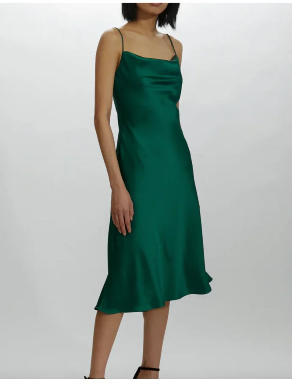 Emerald Midi Cowl Fluid Satin Gown Style Clark Size 14